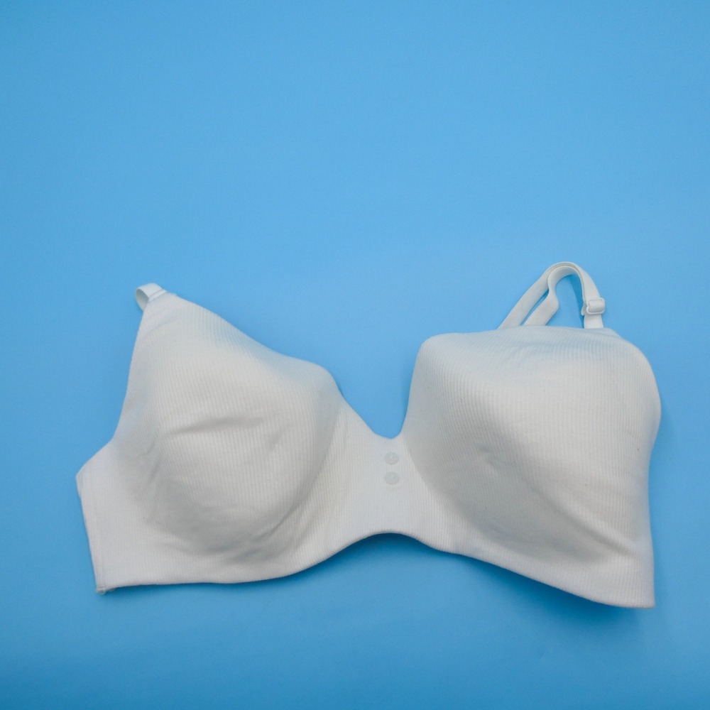 Victoria's Secret Bra Womens Small Wireless Ribbed White Adjustable‎ Nylon Blend